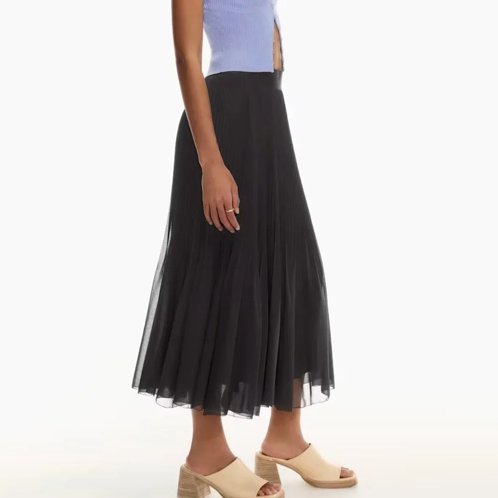 Wilfred Twirl Midi Skirt: Pleated chiffon - midi skirt Black - Artizia - Picture 6 of 8